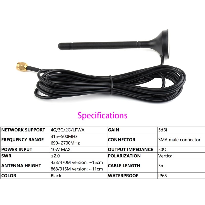 LPWA Outdoor Waterproof Antenna, 5dBi High GAIN with Magnetic Base,