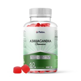 Flebo Vegan Ashwagandha Gummies I 60 Two- a- Day Gummies I Natural Stress and Anxiety Relief I High Strength Ashwagandha with Vitamin B6 I Apple Flavour
