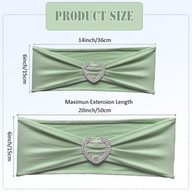 Fbewom Spandex Chair Sashes Bows 30 Pack Sage Green Chair Sashes Clearance Sage Sashes for Chairs Universal Elastic Chair Sashes Bands with Heart Buckle Slider for Banquet Wedding Party Decorations