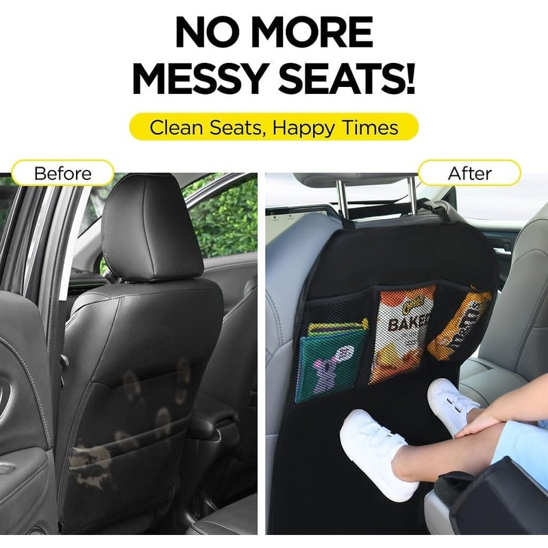 Car Seat Back Protectors with 3 Mesh Pockets 2-Pack |