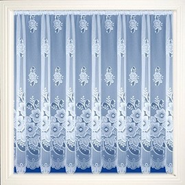 Maple Textiles Luxury Brilliant White Meghan Floral Net Curtain Sold by the Metre (54" - 137cm) Drop