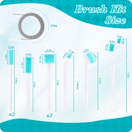 10PC Ice Maker Cleaning Brush Set,Countertop Ice Maker Cleaner - 2Pcs 55in Long Tube&Pipe Brush Nylon Bristles with 8Pcs Crevice Cleaning Brush