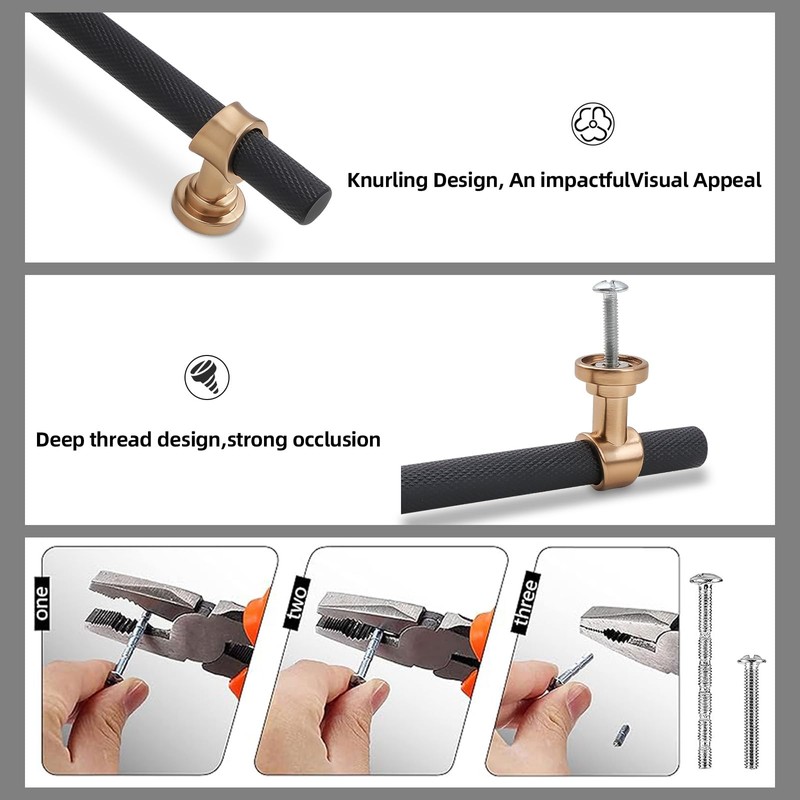 KOMOTIA 10 Pack 5 Inch Cabinet Pulls knurled Matte Black
