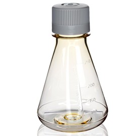 Eisco - Pack of 1, 250mL Sterile Polycarbonate Erlenmeyer Flask, Vented, Flat Bottom, Gamma Sterilized, USP Class VI, Lab-Grade, Chemical Storage, Cell Culture, Mixing