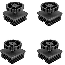 Supertool Adjustable Leveling Feet 50x50mm Square Tube Insert Kits Chair Leg End Caps with Adjustable Thread for Furniture Feet Black 4pcs