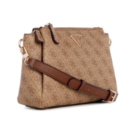 GUESS Noelle Triple Compartment Crossbody, Latte Logo