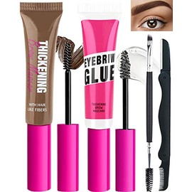 Kit De Gel Para Cejas Con Tinte Resistente Al Agua - Brunctte Gel Espesante Para Cejas Y Pegamento Fijador Transparente, Tinte Para Rellenar Cejas,...