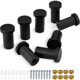 Mailfull Towel Hooks Black Pack of 8 Coat Hooks with Mounting Screws 35mm Stainless Steel Black Hooks for Bathroom Kitchen Bedroom