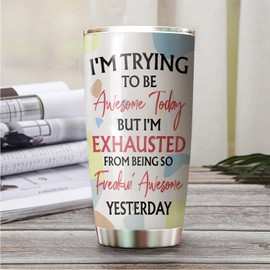 MEDROC Awesome Miracle Worker Campaign Manager Tumbler Stainless Steel 20oz, Funny Gifts Bulks For Office Women Men Work Friends Coworker, Driking Coffee Cup For Birthday Christmas