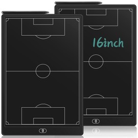 Tellegloww 2 Pack 16'' Electronic Soccer Coaching Board LCD with Stylus Lightweight Soccer Training Board for Coaches Reusable Erasable Training Game Tactics Equipment