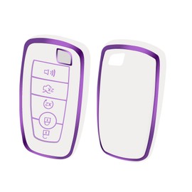 YALNORVA for Ford Key Fob Cover, TPU Key Fob Case Cover Fits for Ford Expedition Explorer Escape Fusion Edge Bronco Mustang F150 F250 Lincoln Aviator Car Accessories Smart Key Holder, White