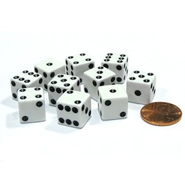 Koplow Games Set of 10 Six Sided D6 12mm Square Dice White