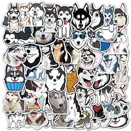 CHUANGOU 50 x Husky Dog Stickers, Unique Fashion Stickers for Laptop, Motorcycle, Skateboard Luggage