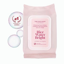 The Face Shop Rice Water Bright - Toallitas Desmaquillantes Faciales Coreanas con Agua de Arroz  Limpieza Rápida Multiusos  K-Beauty para Remover...  