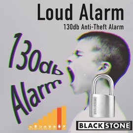 Blackstone Anti-Theft Loud 130db Alarm Padlock Weather Proof Heavy Duty Multi Purpose (12mm Shackle)