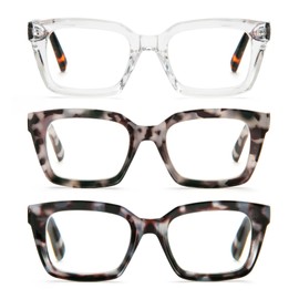 DXYXYO 3 Pack Reading Glasses 1.25 Women Blue Light Blocking Oversized Rectangle Computer Readers Retro Fashion Oprah Style Square
