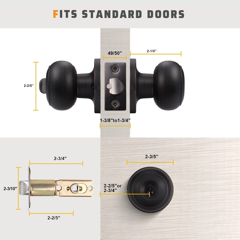 KNOBWELL 5 Pack Modern Oil Rubbed Bronze Keyed Entry Door