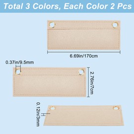 CREATCABIN 6Pcs Purse Felt Insert Organizer Mini Wool Multipurpose Handbag Insert Liner Tote Bag Organizer with Eyelet Inner Pocket Storage for Envelope Handbag Cosmetic Bag 6.7x2.75 Inch(Beige)