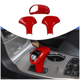 CheroCar Gear Shift Knob Cover Trim Stick Shifter Cap Cover Interior Accessories for 2014-2015 Jeep Grand Cherokee, for 2012-2014 Chrysler 300C,Red Carbon Fiber