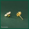 Silver 925 Earrings, Silver, Gold, 18K Coating, Honeybee, Flowers, Asymmetrical,