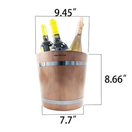 arborishthink Stainless Steel & Wood Wine Chiller Bucket - 4L Capacity, Perfect for Parties, BBQs, and Cocktail Bars