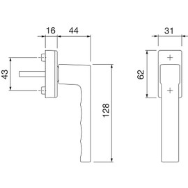 HOPPE 3937181, white window handle, TOULON concealed screwed, VK 7 x 32 mm, length 128 mm