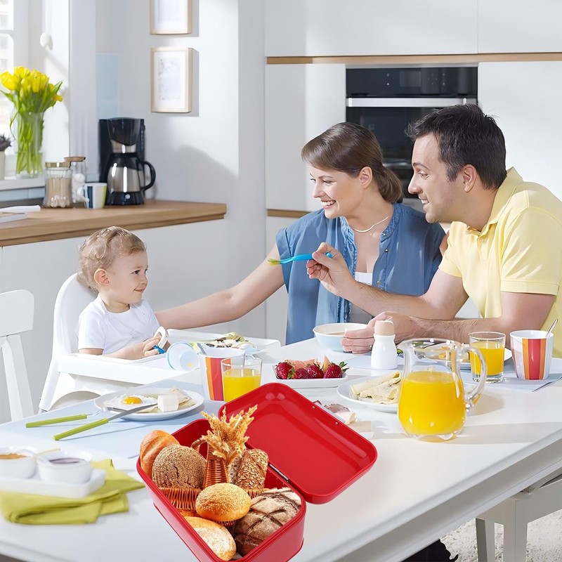 Retro Metal Bread Box for Kitchen Counter - Large Capacity