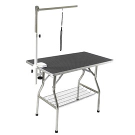 Flying Pig 38" Medium Size Heavy Duty Stainless Steel Frame Foldable Dog Pet Grooming Table (38x22", Black)