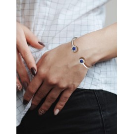 Supcare Women's / Girls' Birthstone Open Bracelet with Roman Numerals Bangle Cubic Zirconia Stainless Steel Bracelets Bracelet Minimalism Fashion Jewellery for Birthday Mother's Day, Stainless Steel