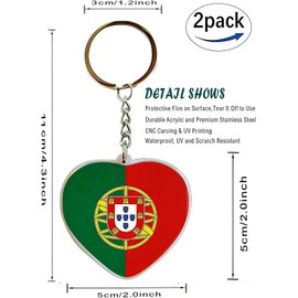 JAVD Paquete de 2 llaveros con bandera de Portugal, Portugal, medium size