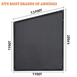 EXCELFU RV Awning Side Sun Shade Screen 9'X7', Black Mesh Screen RV Awning Side Shade Camping Trailer Canopy UV Sun Blocker Complete Kits