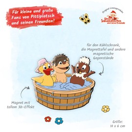 3 D Magnet Badespaß 3 Freunde, Badewanne, Badezuber,Sandmann, Sandmännchen, Pitti, Pittiplatsch, Schnatterinchen, Schnatti, Moppi