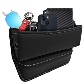 PACLVIO Car Seat Gap Filler Organizer, Car Seat Storage Box, Vehicle Adjustable Front Seat Gap Filler, Interior Accessories Car Seat Side Pocket Organizer Universal for Phones Glasses Keys (Black)