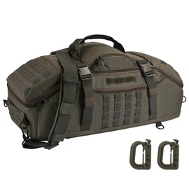 Travel Gym Duffle Bag Tactical, Gear Backpack for Men Women, Large Duffle Hand Bag for Travel, 3 in 1 Shoulder Backpack for Sports Hiking Camping, Water Resistant & Easy Clean (Army Green, 55L)