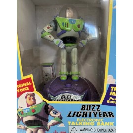 ThinkWay NOS VTG 1995 ThinkWay Toy Story Buzz Lightyear Electronic Talking Bank NIB New!