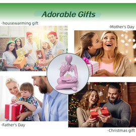 Pink Thinker Sculpture Night Light - Bookshelf Decor Cherry Blossom Lamp, Abstract Figurine Desk Decor for Living Room Office Shelf, Aesthetic Gift for Home Decoration