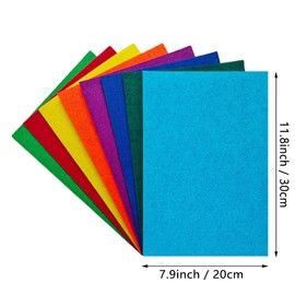 Jtnohx Stiff Felt, 2 mm Thick Felt for Crafts, 8 Pieces 20 x 30 cm Craft Felt, Felt Fabric Squares for DIY Projects (Rainbow Colour Series)