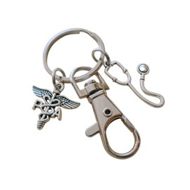 Physician Assistant Appreciation Gift Keychain, Stethoscope, PA Charm, and Swivel Clasp Employee Gift, Thank You Keychain