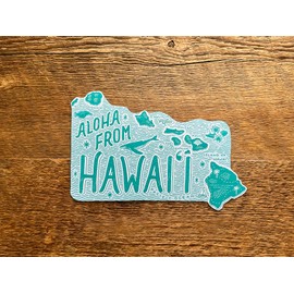 Noteworthy Hawaii Postcard, Hawaiian Islands Map, The Aloha State, Die Cut Letterpress Postcard