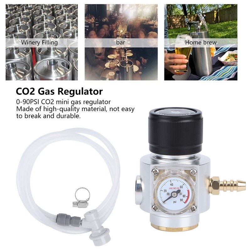 CO2 Mini Gas Regulator 0-90PSI Pressure Gauge with 5/16in Gas