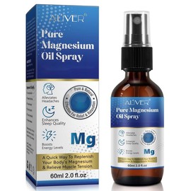 2024 New Viral – Aliver Pure Magnesium Oil Spray 60ml, Glass Bottle for Body Care & Muscle Comfort, Fast-Absorbing Natural Relief Spray