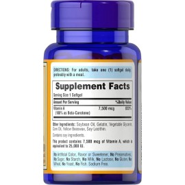 Betacaroteno 25000ui 100 Cápsulas Blandas / Puritans Pride Sabor Natural