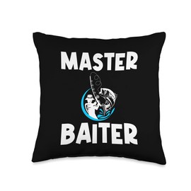 Cool Fishing Art For Men Women Fishermen Fish Hook Baiting Throw Pillow