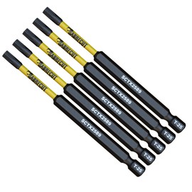 5 x SabreCut SCTX2589_5 89mm T25 TX25 Magnetic Impact Screwdriver Driver Bits Set Torx Heavy Duty