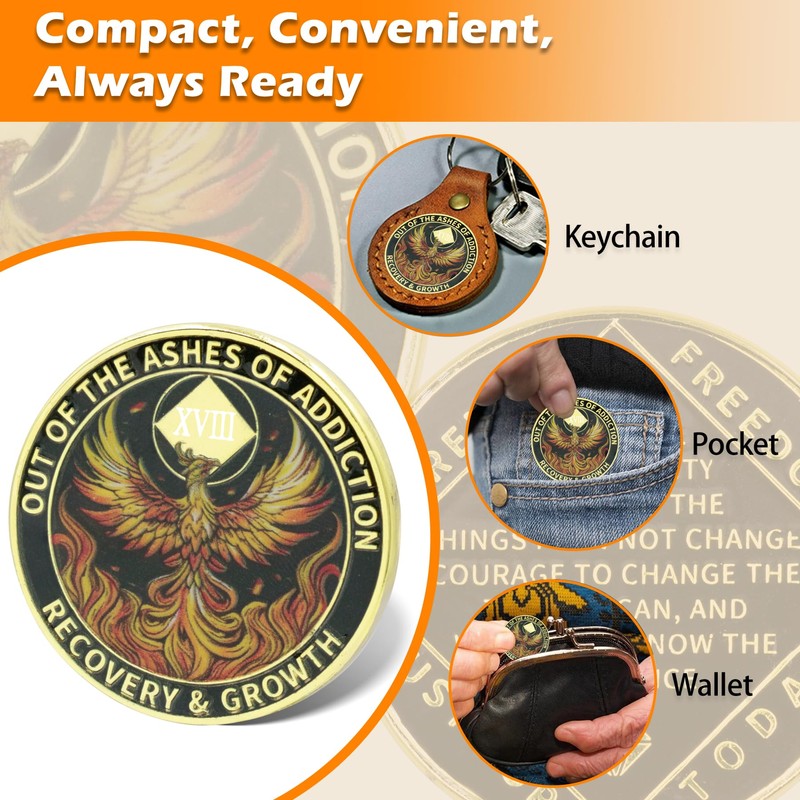18 Year Phoenix Sobriety Coin – Rebirth in Sparks NA
