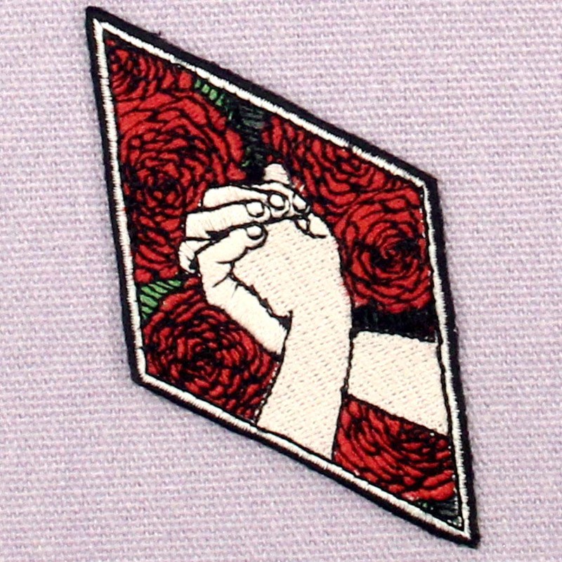 Love You Hand and Rose Embroidered Iron on Sew on
