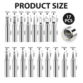 FunWorth 17-Piece Soldering Tip Set for Soldering Iron 900M, Compatible with Hakko, Yihua, Atten & More, High-Quality Soldering Tips for Precision Soldering, Electronic Repairs and DIY Projects