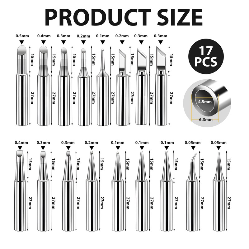 FunWorth 17-Piece Soldering Tip Set for Soldering Iron 900M, Compatible