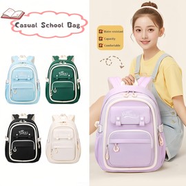 Solid Color Kids Backpack for Girls, Secondary Girls School Bags Backpacks Elementary Bookbags