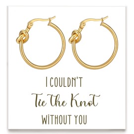 Drogomen Bridesmaid Proposal Gifts, Tie the Knot Bridesmaid Earrings Gold Knot Hoop Earrings for Bridesmaid Jewelry Maid of Honor Gifts for Wedding Bridal Party Favors
